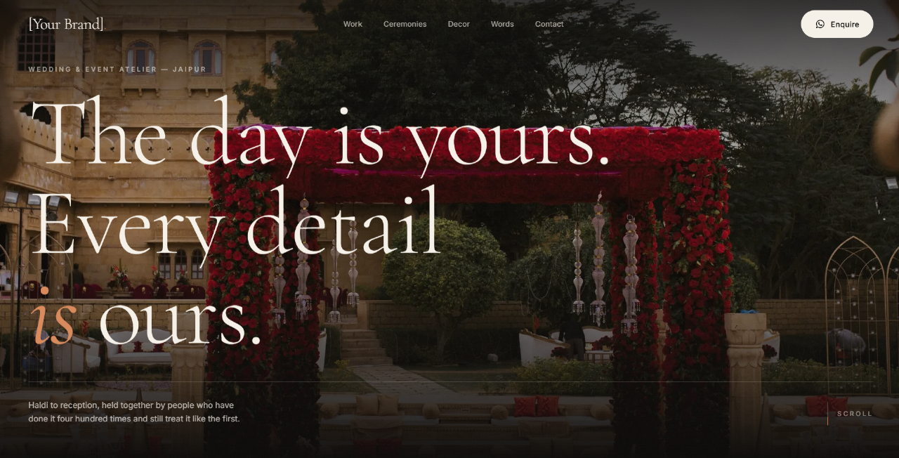 Events wedding atelier — home page