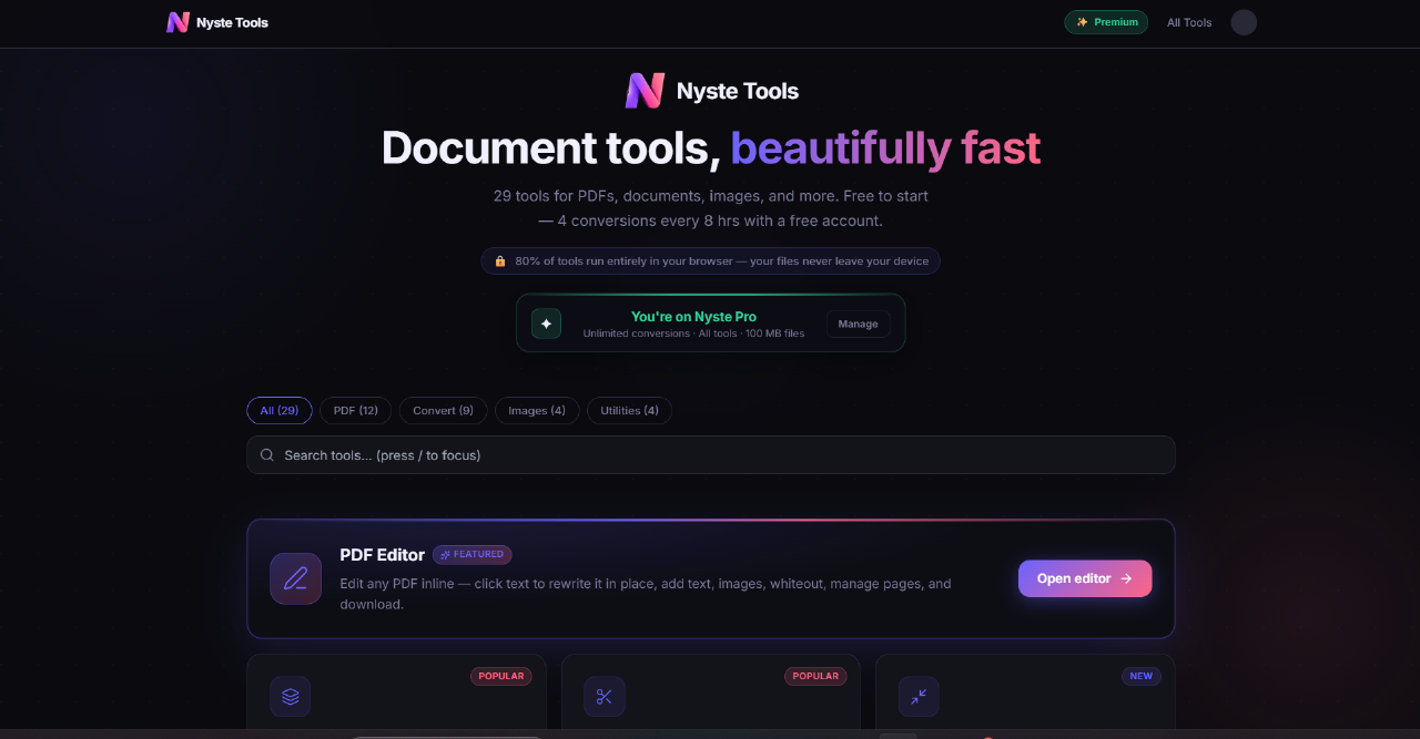 Nyste Tools — home page